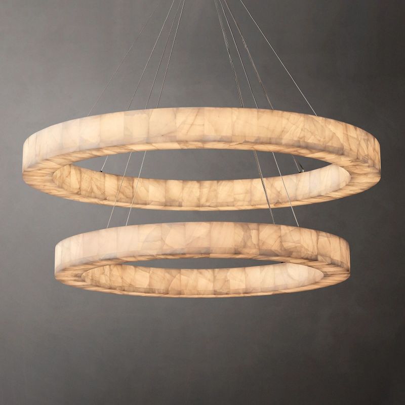Alabaster Rivaga Two-Tier Round Chandelier 60"