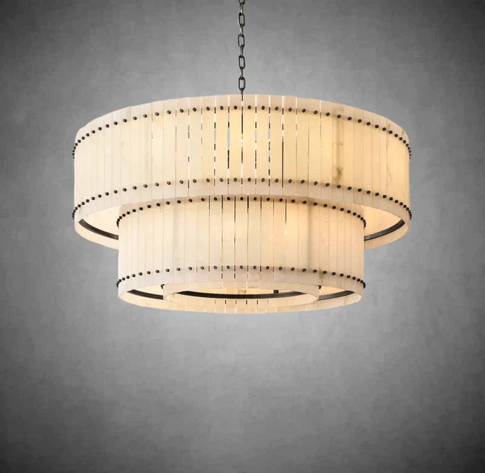 Sun Marcus Alabaster Round Tiered Chandelier