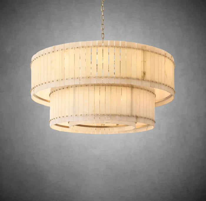 Sun Marcus Alabaster Round Tiered Chandelier