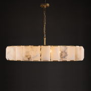 Hoden Modern Alabaster Elegant Round Chandelier For Living Room 31"