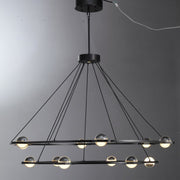 Elara Planet Modern Round Two-Tier Chandelier For Living Room, Foyer Chandelier 48"