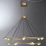 Elara Planet Modern Round Two-Tier Chandelier For Living Room, Foyer Chandelier 48"