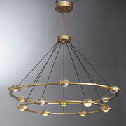 Elara Planet Modern Round Two-Tier Chandelier For Living Room, Foyer Chandelier 48"