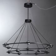 Elara Planet Modern Round Two-Tier Chandelier For Living Room, Foyer Chandelier 48"