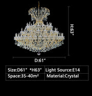 D61"*H63" Extra large multi-layers candle Traditional luxury crystal chandelier from the Maria Thersea Collection Model:8187 CH C build same model.for villas/duplex buildings/lofts living room/bedroom/foyer/entryway/staircase.