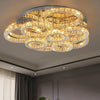 32" Round Crystal Chandelier,Dimmable LED Ceiling Light Fixture for Kitchen Island Dining Room Bedroom Living Room Chrome