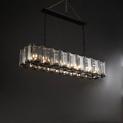 Hoden Modern Crystal Rectangular Chandelier For Dining Room 74"