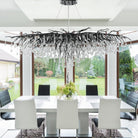 63" Black 15 - Light Modern Crystal Tree Branch Chandelier - BlackRectangular - L63"Blushlighting