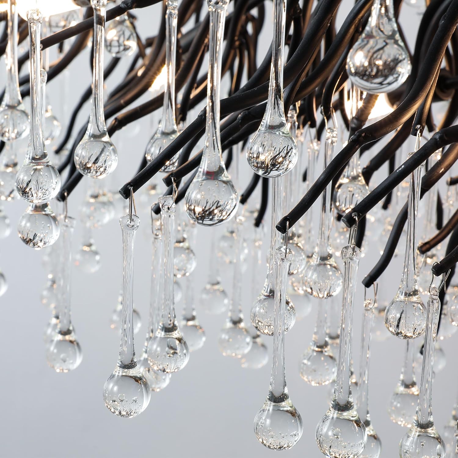 63" Black 15 - Light Modern Crystal Tree Branch Chandelier - BlackRectangular - L63"Blushlighting