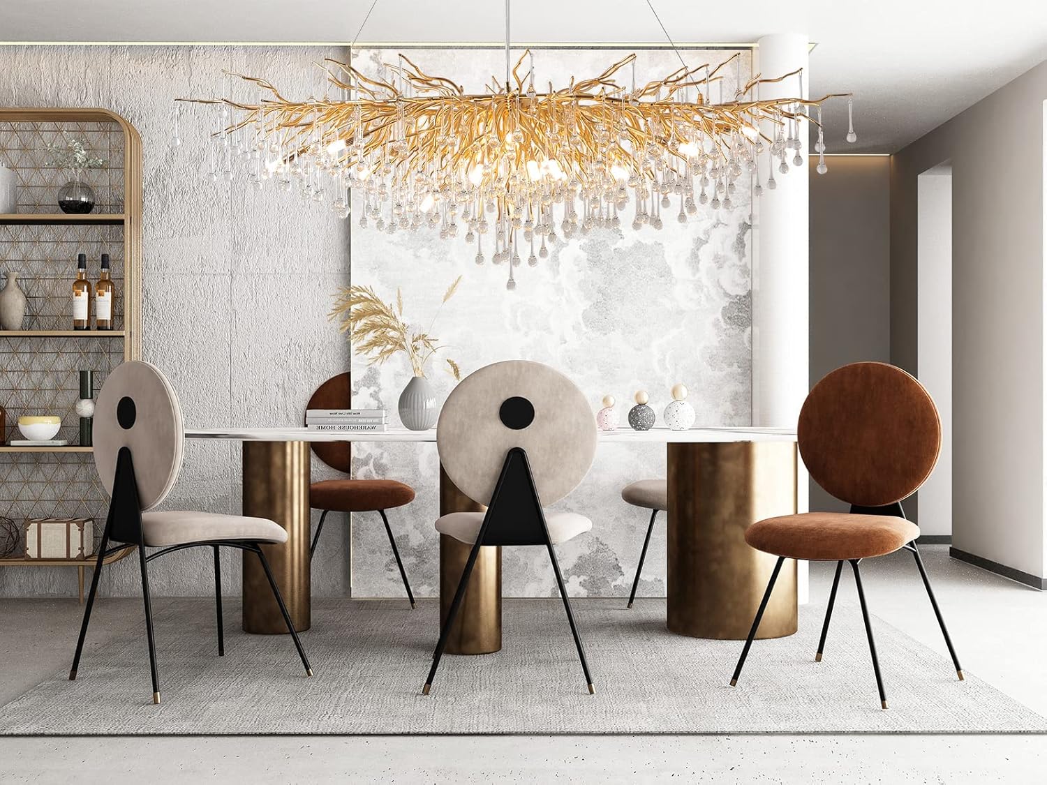 63" Black Modern Crystal Tree Branch Chandelier with 15 Lights - GoldRectangular - L63"Blushlighting