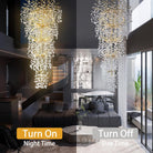 63'' Long Crystal Modern Gold Tree Branch Chandelier - GoldBlushlighting