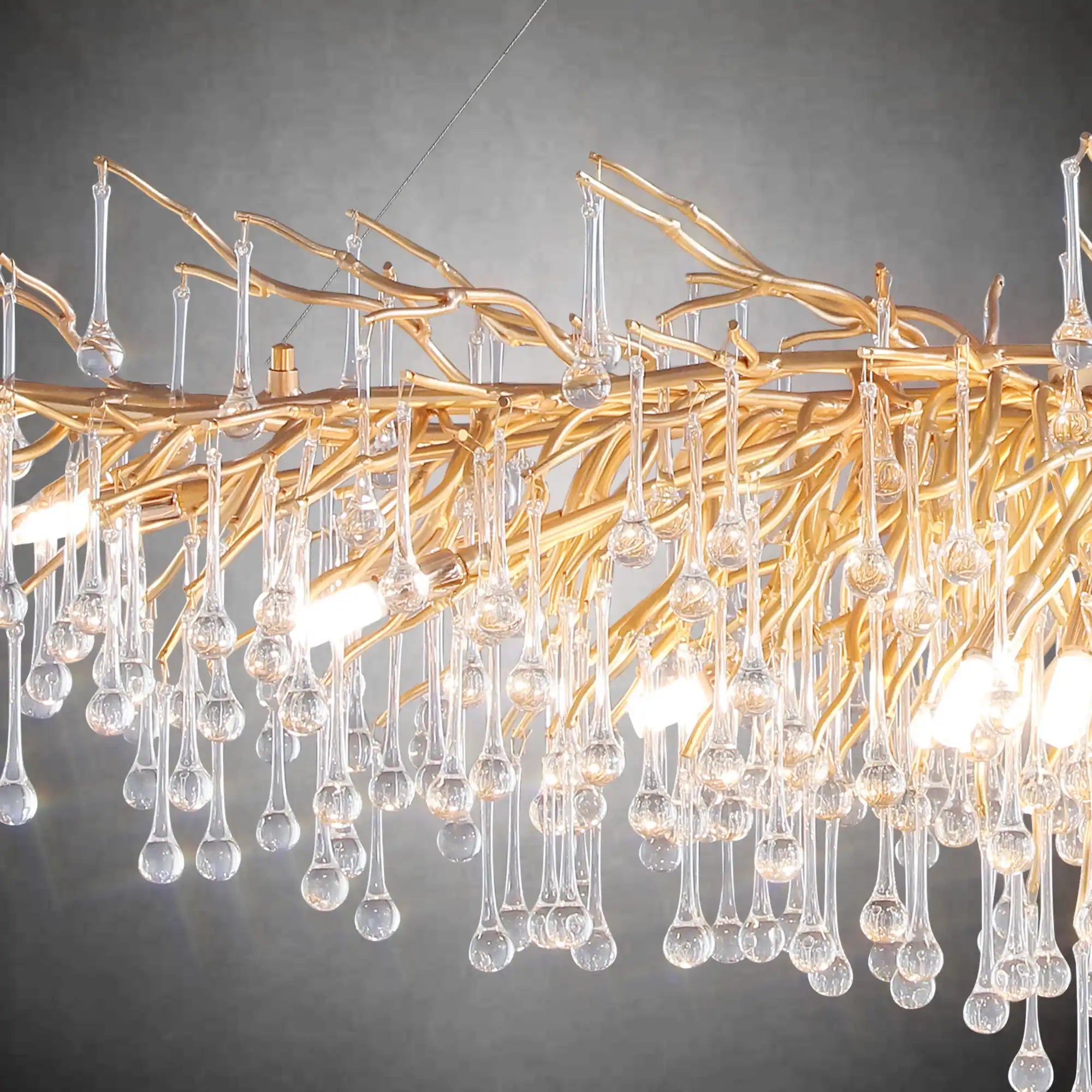 63" Modern Crystal Tree Branch Chandelier with 15 Lights - GoldRectangular - L63"Blushlighting