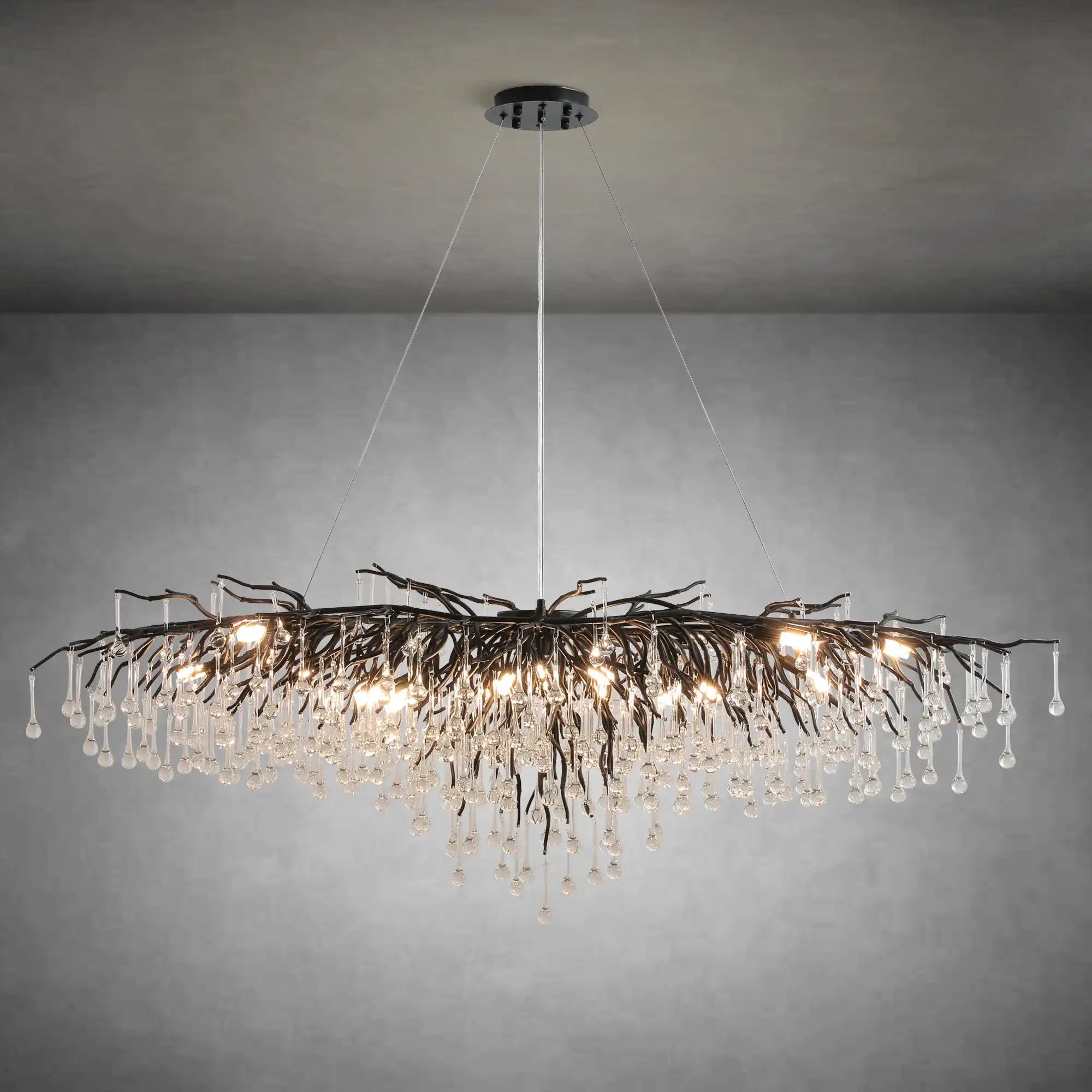 63" Modern Crystal Tree Branch Chandelier with 15 Lights - GoldRectangular - L63"Blushlighting