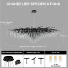 63" Modern Crystal Tree Branch Chandelier with 15 Lights - BlackRectangular - L63"Blushlighting