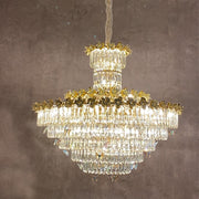 Modern Light Luxury Multi-tiered Round Ctystal Chandelier for Living Room/Staircase/Foyerï¼?gold finish, butterfly ,flower