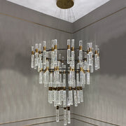 Oversized Modern Luxury 4-tiered Bubble Crystal Icicle Chandelier Designer Light Fixture For High-ceiling Foyer,Hallway,Staircase