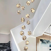 Glass ball chandelier /globe chandelier modern/glass globe chandelier/globe chandelier/ball chandelier/glass bulb chandelier/chandelier with glass balls/sphere chandelier modern Modern Long Sputnik Clear Glass Bubble Ball Ceiling Light Creative Minimalism Light Fixture for High Ceiling Villa/ Duplex Living Room/ Hallway/ Staircase