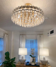 Light Luxury Flush Mount Icicle Crystal Chandelier for Living Room/Bedroom