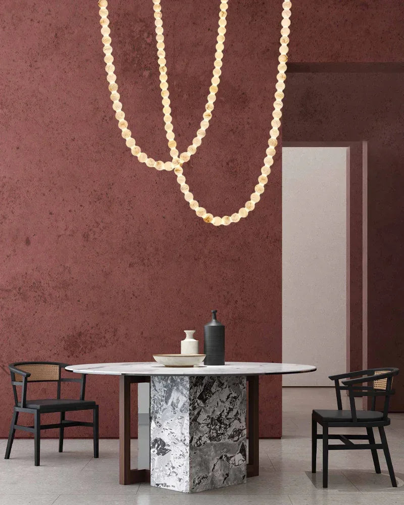 Modern LED Natural Alabaster Globes Beads Hanging Chandelier Indoor Lighting Fixture Modern Pendant lamp