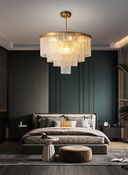 Blushlighting® Gold modern frosted glass chandelier for dining room, living room, bedroom Dia23.6*H16.5" / Warm Light 3000K