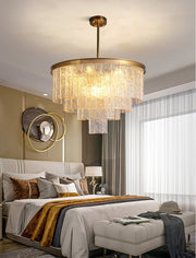 Blushlighting® Gold modern frosted glass chandelier for dining room, living room, bedroom