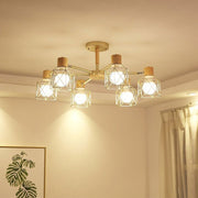 Blushlighting® Modern Creative Wooden Ceiling Chandelier for Living Room, Bedroom Champagne / 6 Lights