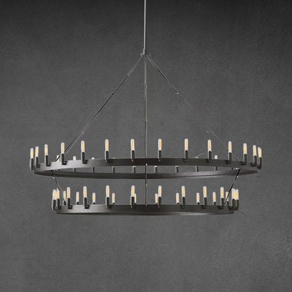 Camina Vintage Filament 2-Tier Round Chandelier 63''