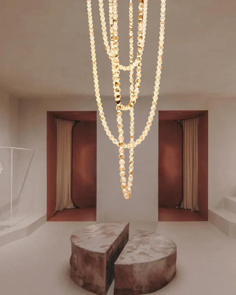Modern LED Natural Alabaster Globes Beads Hanging Chandelier Indoor Lighting Fixture Modern Pendant lamp