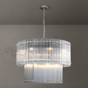 Cassius Modern Glass Two-Tier Chandelier For Living Room Foyer Chandelier