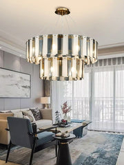 Blushlighting® Double frosted glass suspension luminaire modern Round chandelier B / Dia31.5*23.6" / warm Light (3000K)