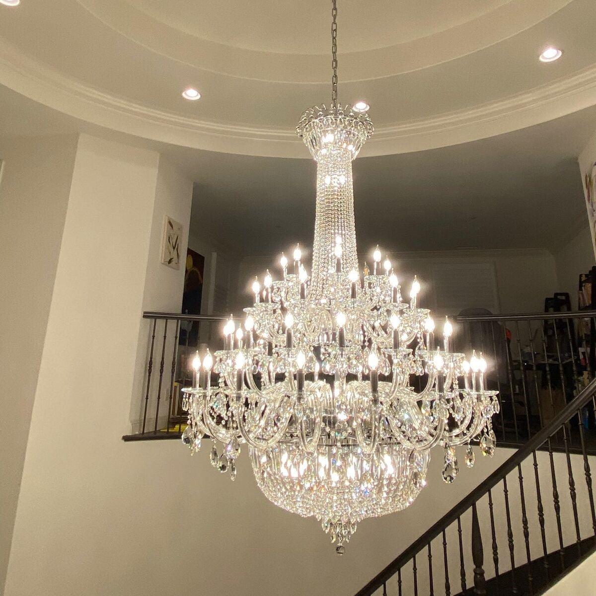 Extra Large European-style Multi-layers Candle Luxury Crystal Chandelier GBUd Art Foyer/Staircase Decorative Light Fixture