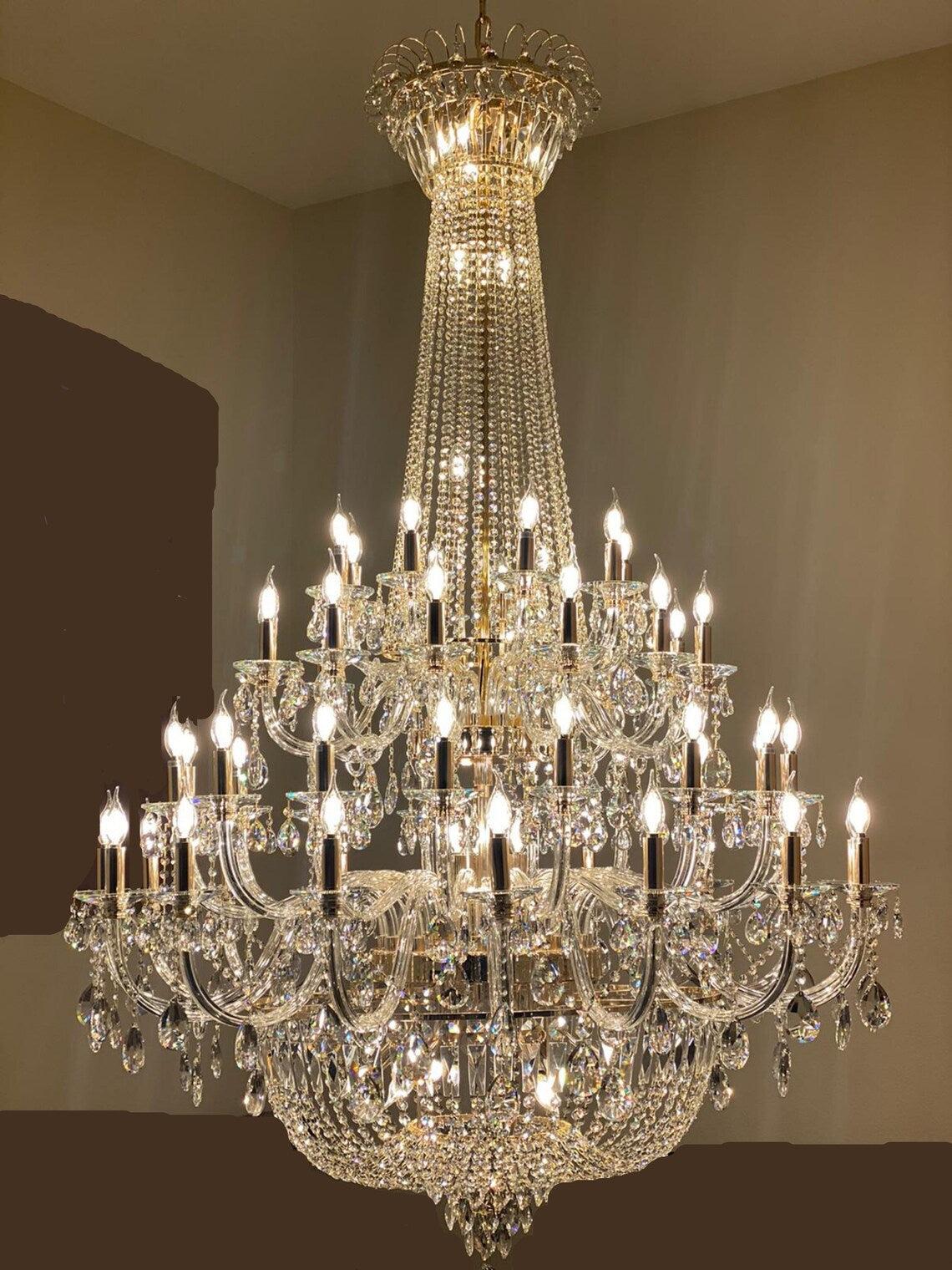 Extra Large European-style Multi-layers Candle Luxury Crystal Chandelier GBUd Art Foyer/Staircase Decorative Light Fixture
