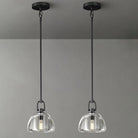 7" Black Glass Modern Pendant Light with Adjustable Height and Included E12 Bulb - Black - 7in - 1PC - RodsBlushlighting