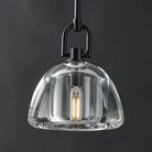 7" Black Glass Modern Pendant Light with Adjustable Height and Included E12 Bulb - Black - 7in - 1PC - RodsBlushlighting