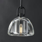 7" Black Glass Modern Pendant Light with Adjustable Height and Included E12 Bulb - Black - 7in - 1PC - RodsBlushlighting