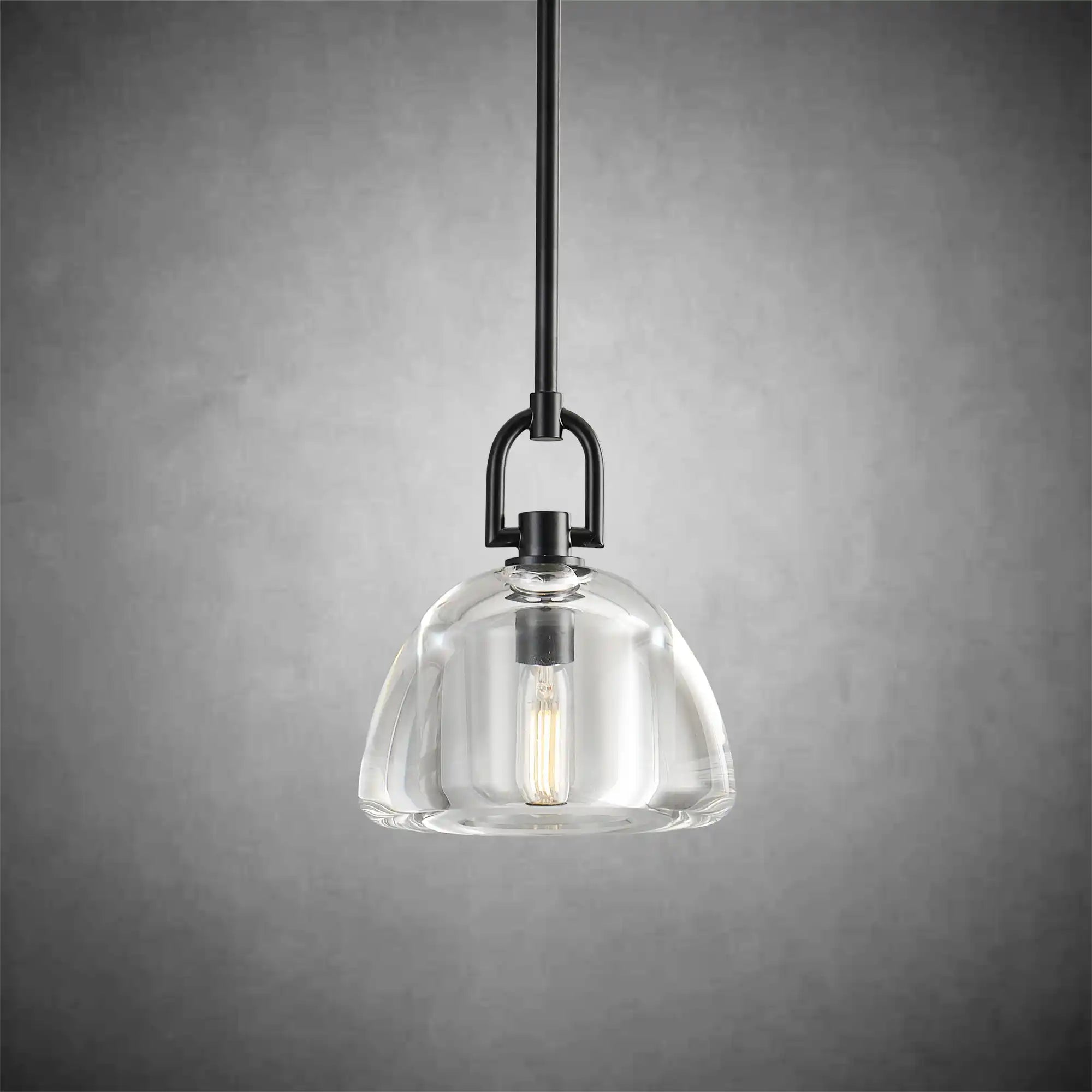 7" Black Glass Modern Pendant Light with Adjustable Height - Black - 7in - RodsBlushlighting