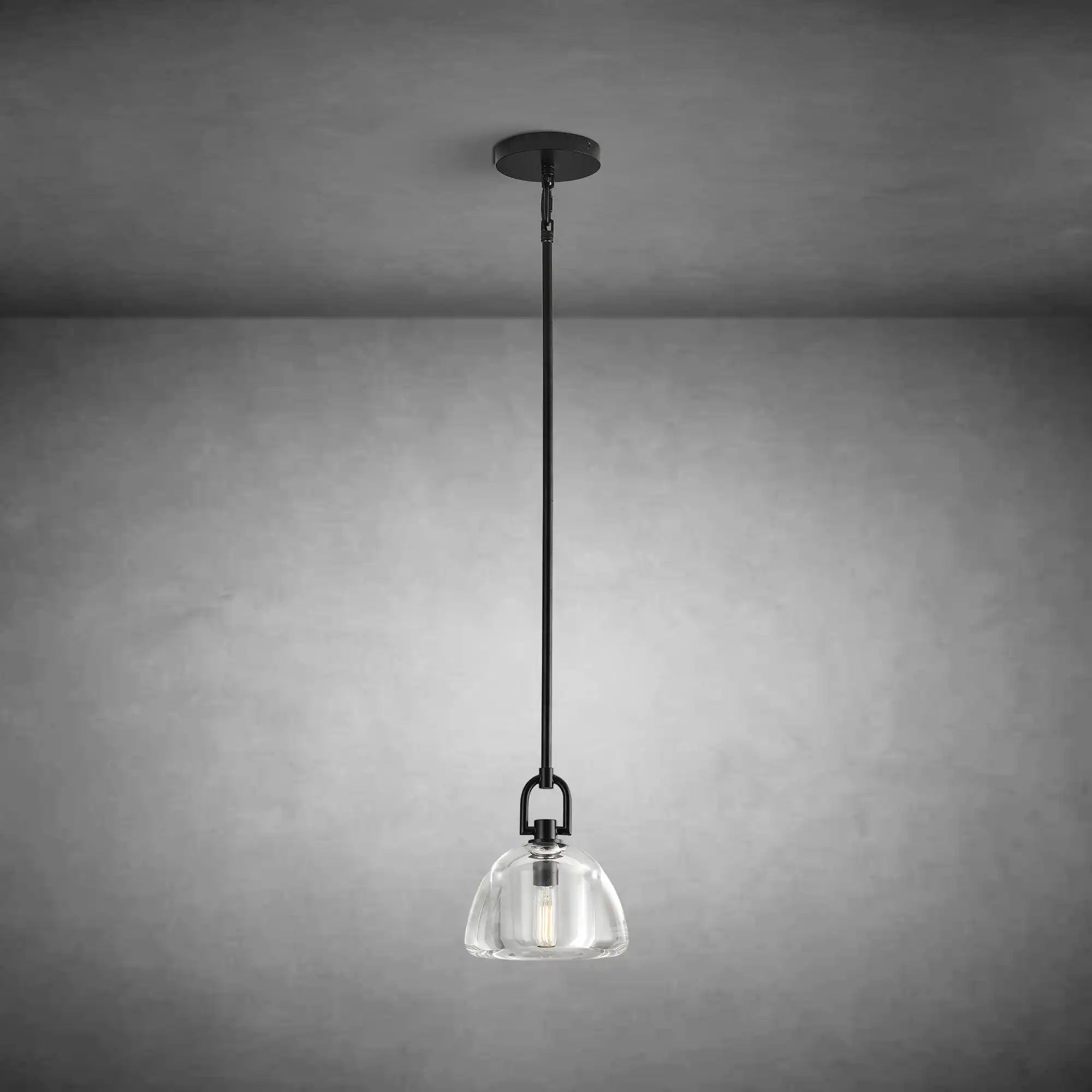 7" Black Glass Modern Pendant Light with Adjustable Height - Black - 7in - RodsBlushlighting