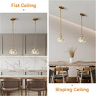 7 - inch Glass Brass Pendant Light with Adjustable Height – 2 Pack - Brass - D7in - 2PCSBlushlighting