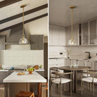 7 - inch Glass Brass Pendant Light with Adjustable Height – 2 Pack - Brass - D7in - 2PCSBlushlighting