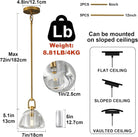 7-inch Glass Brass Pendant Light with Adjustable Height – 2 Pack