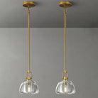 7-inch Glass Brass Pendant Light with Adjustable Height – 2 Pack