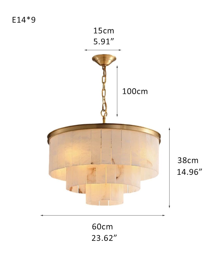 7-Layer Round Alabaster Chandelier lamp black for living room, bedroom, dining room-American Vintage chandelier lamp-Blushlighting-Blushlighting