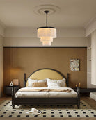 7-Layer Round Alabaster Chandelier lamp black for living room, bedroom, dining room-American Vintage chandelier lamp-Blushlighting-Blushlighting