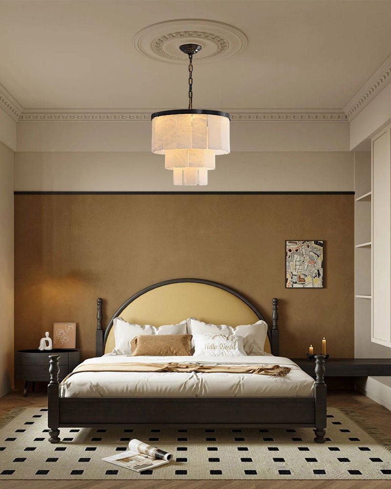 7-Layer Round Alabaster Chandelier lamp black for living room, bedroom, dining room-American Vintage chandelier lamp-Blushlighting-Blushlighting