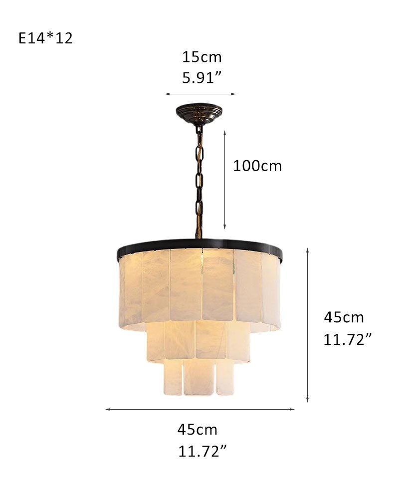 7-Layer Round Alabaster Chandelier lamp black for living room, bedroom, dining room-American Vintage chandelier lamp-Blushlighting-3R-D45*H45CM/D17.72*H17.72"-White + Black-Blushlighting