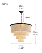 7-Layer Round Alabaster Chandelier lamp black for living room, bedroom, dining room-American Vintage chandelier lamp-Blushlighting-4R-D60*H55CM/D23.62*H21.65"-White + Black-Blushlighting