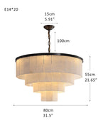 7-Layer Round Alabaster Chandelier lamp black for living room, bedroom, dining room-American Vintage chandelier lamp-Blushlighting-4R-D80*H55CM/D31.5*H21.65"-White + Black-Blushlighting