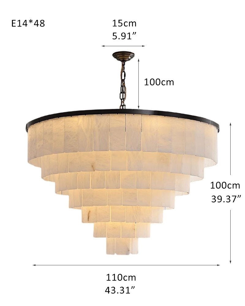 7-Layer Round Alabaster Chandelier lamp black for living room, bedroom, dining room-American Vintage chandelier lamp-Blushlighting-7R-D110*H100CM/D43.31*H39.37"-White + Black-Blushlighting