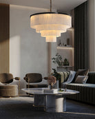 7-Layer Round Alabaster Chandelier lamp black for living room, bedroom, dining room-American Vintage chandelier lamp-Blushlighting-Blushlighting