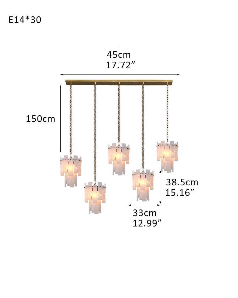 7-light 2-tier Alabaster marble Round Chandelier 13" with adjustable chain 150cm-Luxury Modern Chandelier-Blushlighting-5-light-D33*H38.5CM/D12.99“*H15.16"-B-Brass-Blushlighting